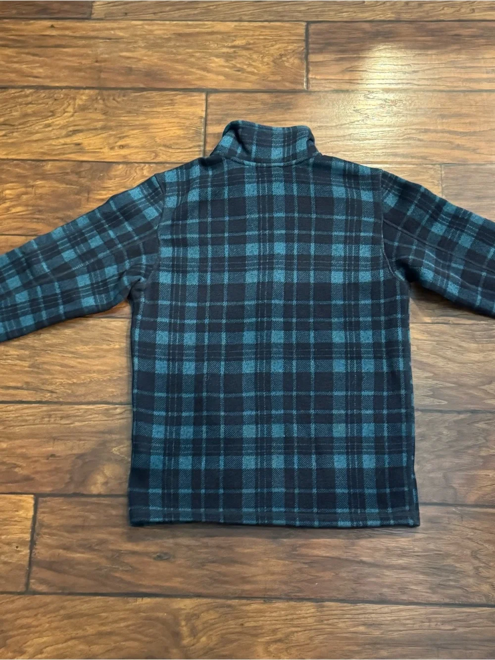 The North Face Men’s Small Plaid Fleece Pullover Blue Black 1/4 Zip Jacket